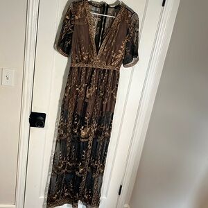 Embroidered sheer maxi dress